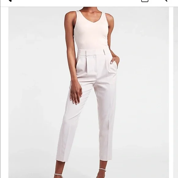 New S L Express Pale Pink Bodysuit v neck Thong Double Layer Contour Top Blouse - Picture 1 of 7